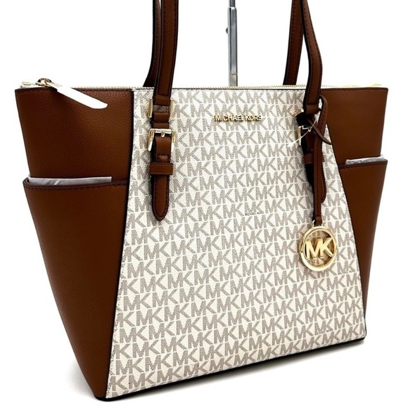 Michael Kors Large Charlotte Tote Bag Vanilla - Picture 1 of 12
